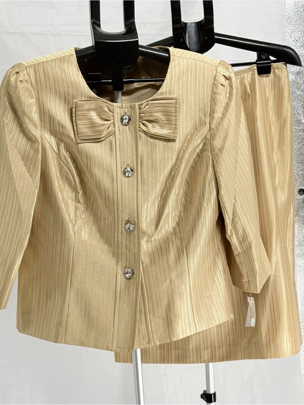 Nicolette Skirt Suit Gold Shimmery Diamond Buttons Formal Mother Of Bride NWT